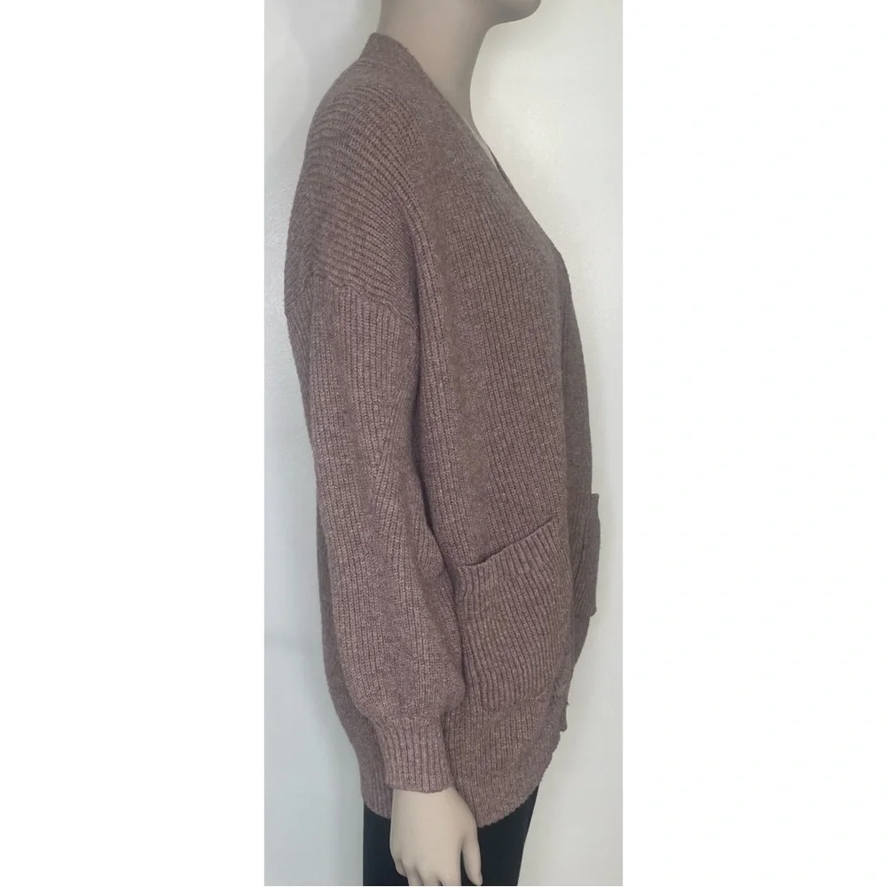 Debut Open Front Ribbed Knit Cardigan